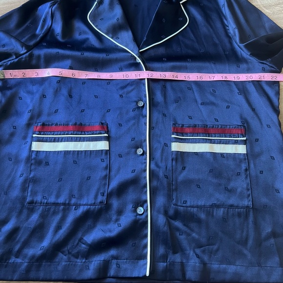 DEREK LAM 10 CROSBY Pajama Blouse Button Down Midnight 12 - Picture 8 of 14